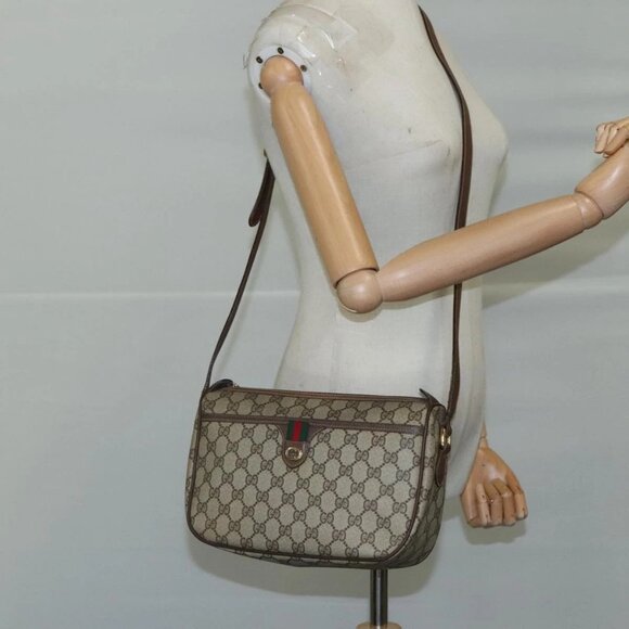 GUCCI GG Supreme Web Sherry Line Shoulder Bag PVC Beige Red 89 02 077 Auth 94269 - Picture 3 of 16